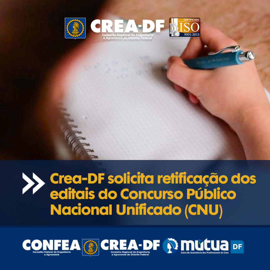 Crea-DF solicita retificação dos editais do Concurso Público Nacional Unificado
